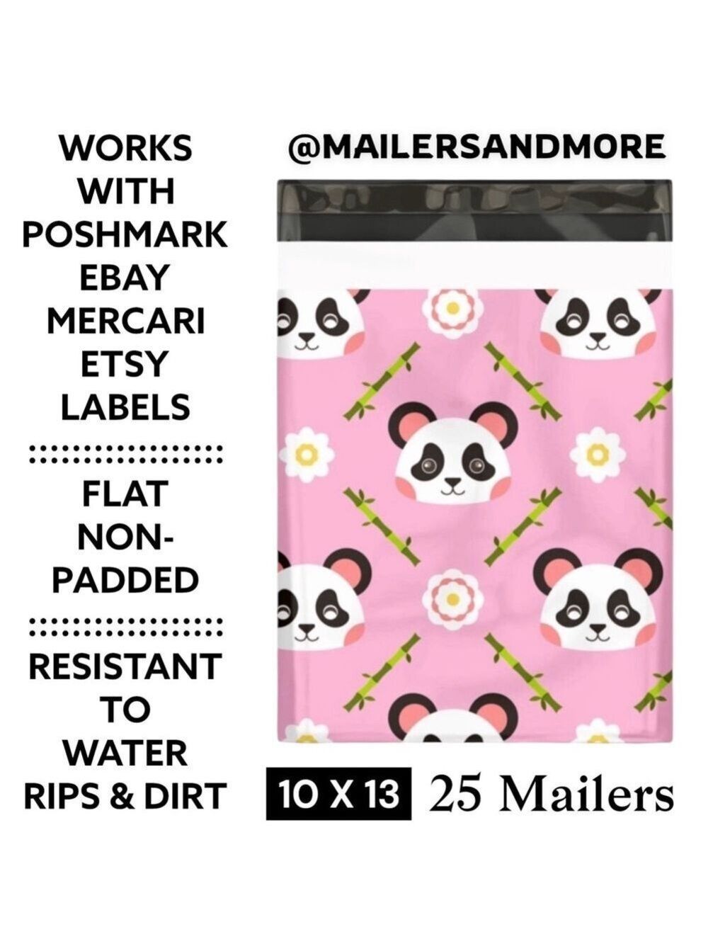 25 10X13 Poly Mailers, Pink Panda, Shipping Envelopes, PRICE IS FIRM - Picture 3 of 7